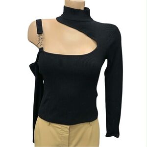 Guess Black Cutout Turtleneck Sweater Size M